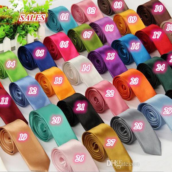 Top Quality Fashion Mens Skinny Plain Satin Tie Solid Color Wedding party Neck ties Formal Business Men silk Neckties 40 colors