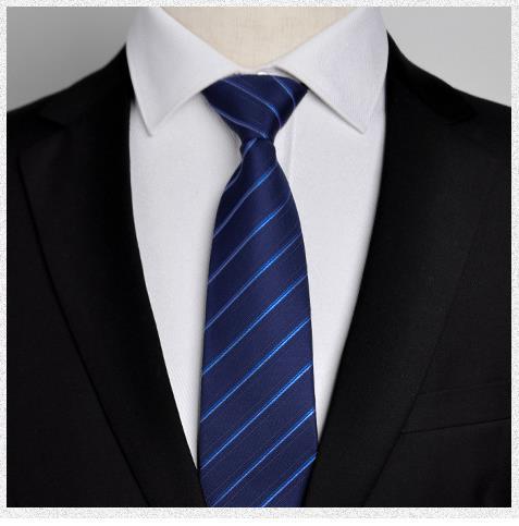 European and American fashion leisure men lazy accessories zipper 8cm tie formal business suit blue groom wedding tie jewelry