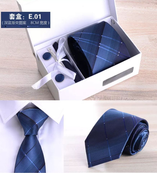 High-quality men's six-piece suit business black Playboy cm striped tie and bridegroom wedding gift box