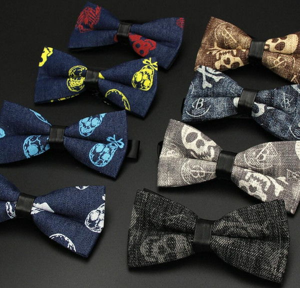 23styles 12*6cm Cowboy skull printed bow tie vintage party wedding business buckle casual bowknot fashion Neck bow tie FFA609