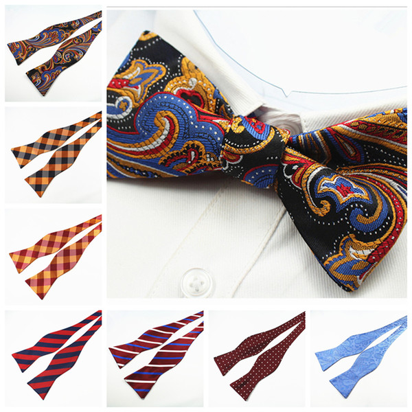 Mens Self Bow ties Brand New 100% Silk Luxury Plain Tie Bowtie Butterflies Noeud Papillon Business Wedding Multi-Colors