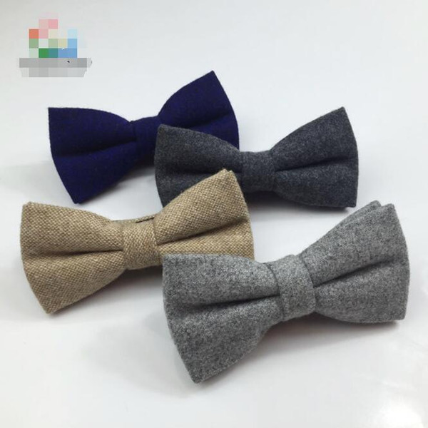 Classic Formal Mens Wool Solid Bow Ties Handsome Grey Color Thick Bowtie Casual Business Cravat British Style Butterfly Ties