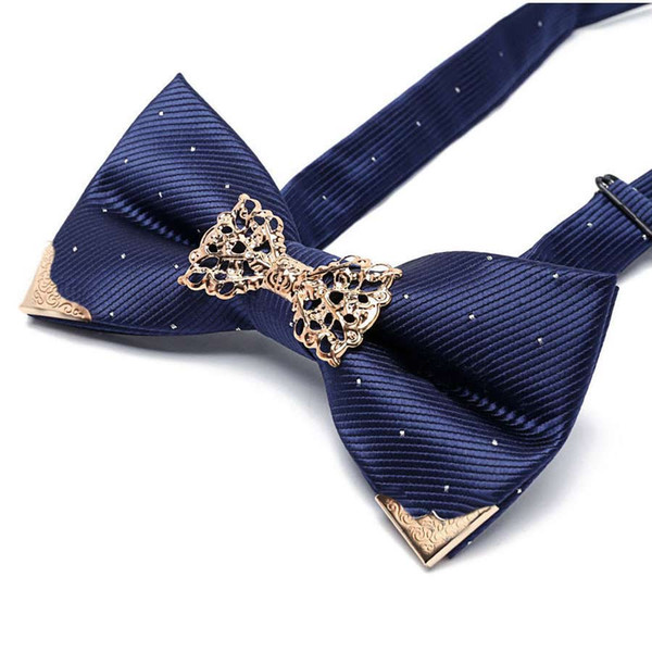 Men Fashion High-grade Hollow Metal Bow Ties Pre-Tied Adjustable Wedding Bow Ties Neck Bowtie Can Choose Free Shipping