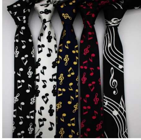 Hot Sale Men's Music Tie Polyester 5CM Neck Tie Musical Note Printed Colorful Narrow Thin Tie For Men Weeding Party Concert Gift