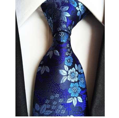 Factory 7 Styles Navy Blue Floral Flowers Jacquard Classic Men Neck Ties 100% Silk Wedding Party Gravatas Groom Necktie tie