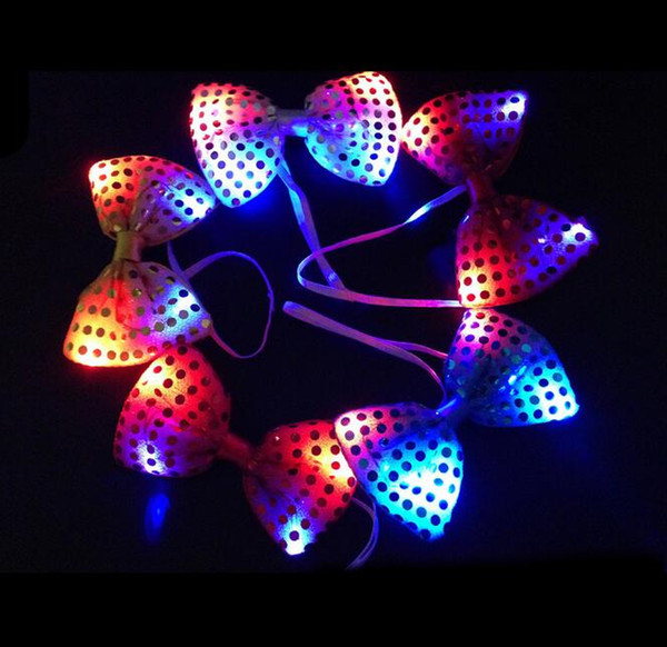 DHL Free shipping 200pcs led bow tie kids adult Multicolor Bowknot flashing tie light up toys for party decoration supplies