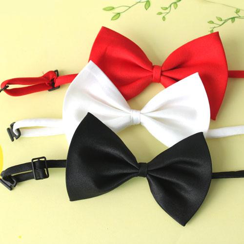 Men Womens Bow Ties Plain Silk Polyester Bowties For Party Wedding Black Red White Free Shipping