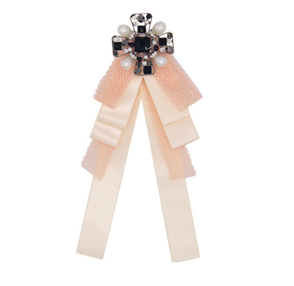 British multi-layer bow tie ladies dress bridesmaids wedding tie Korean version of long ribbon brooch