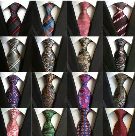 216 Styles 8cm Men Silk Ties Fashion Mens Neck Ties Handmade Wedding Tie Business Ties England Paisley Tie Stripes Plaids Dots Necktie