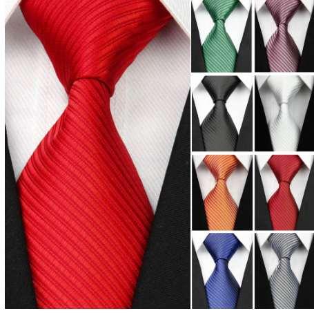 New Wide Silk Ties for Men Striped Solid 10cm Men's Neckties Business Red Wedding Suit Neck Tie Black White Blue Gravatas