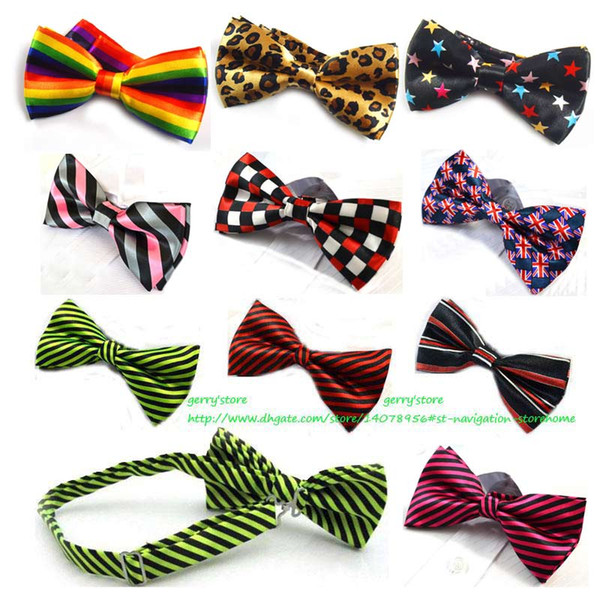 Mens Bowtie Bow Ties Pre-tied Adjustable Stripe Print Neck Bow Tie Fashion Accessories Free Shipping MOQ : 10 pcs