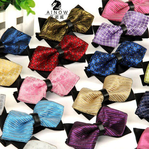 Jacquard Bow Ties 12c*6cm Men's bowknot 48 colors Neck Tie Occupational tie for Father's Day tie Christmas Gift Free TNT FedEx