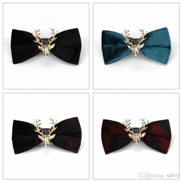 Pleuche Velet Elk Design Men Bowties For Christmas Theme Party Decor Wear Luxury Style Colorful Bowknot Fashion Ties 12zy Z