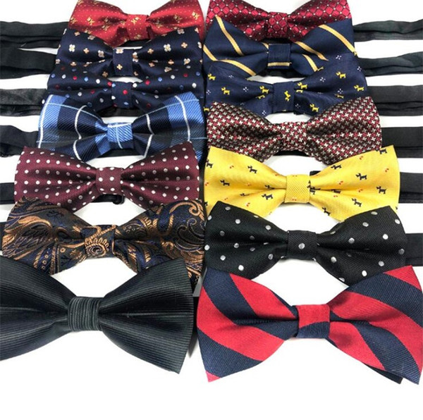 72 Styles Polyester Bowtie For Men Casual Grid Stripe Bow Ties Cravat Neckwear For Wedding Party Bowknot