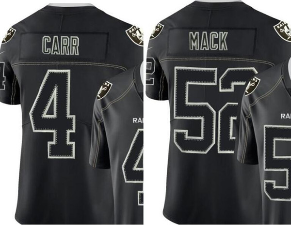 Men Oakland 4 52 jerseys Embroidery and 100% stitched 2018 Lights Out Black Color Rush Limited Football Jersey