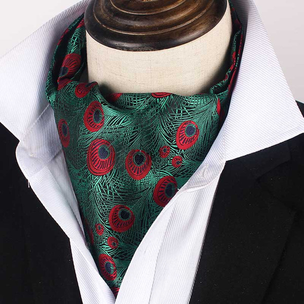 TIESET Ascot Scarf For Men Wedding Paisley Necktie Multicolor Retro Cravat Luxury Satin Necktie Gentleman polyester Party Wholesale