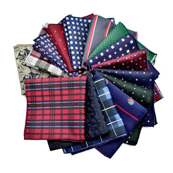 New Plaid Floral Stripes Square Hanky Polyester Bussiness Pocket Handkerchief Kerchief Wedding Groom Fashion Accessories 210054