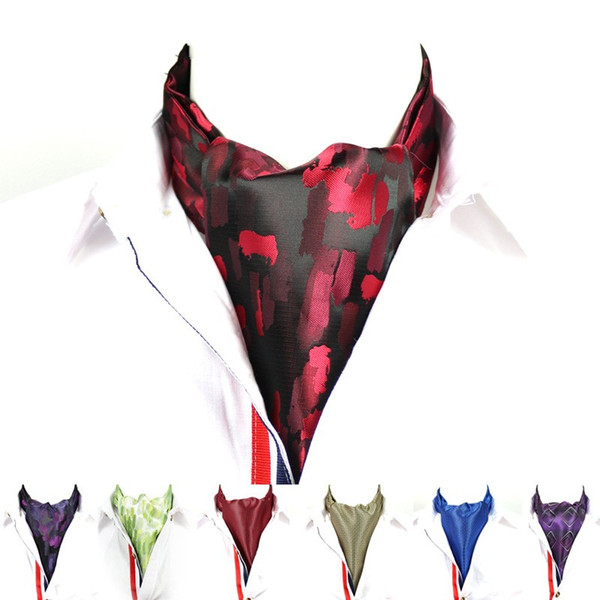 Fashion Men Vintage Wedding Ties Formal Cravat Ascot Scrunch Self British Style Gentleman Polyester Neck Tie Luxury 14gm aa