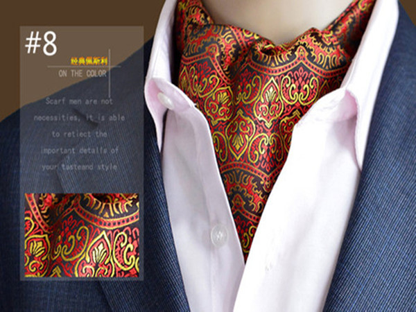 High Quality Brand Scarves Mens Suit Paisley Printing Ascot Cravat Collar Point Polyester Wedding Party Silk Scarves Neckerchief New Arrival