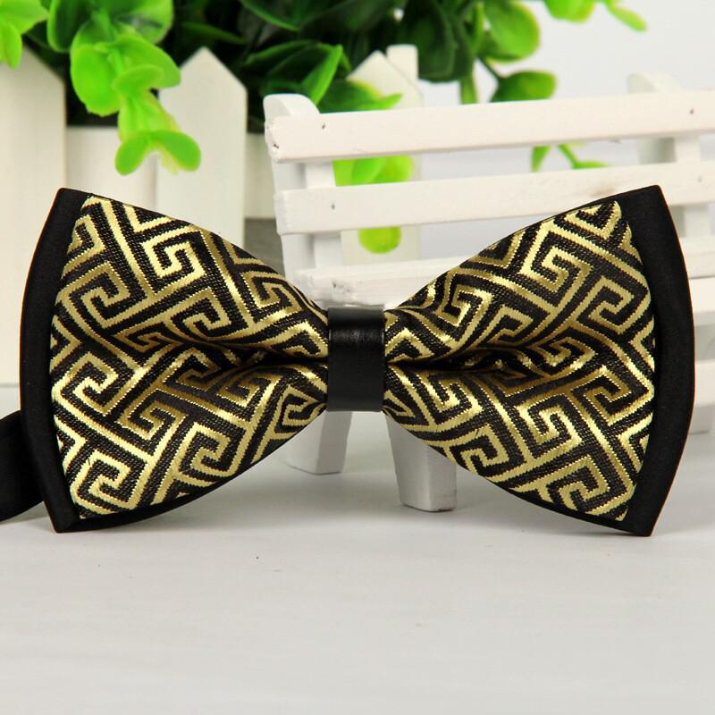 Wholesale-luxury Black silk bow tie for men Gold Jacquard butterfly 12cm*6cm gravatas borboleta free shipping ties butterflies lote