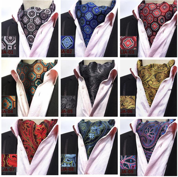 Mens cravat ties Vintage Polka Dot floral Wedding Formal Cravat Ascot Scrunch Self British style Gentleman Polyester Silk Neck Tie Luxury