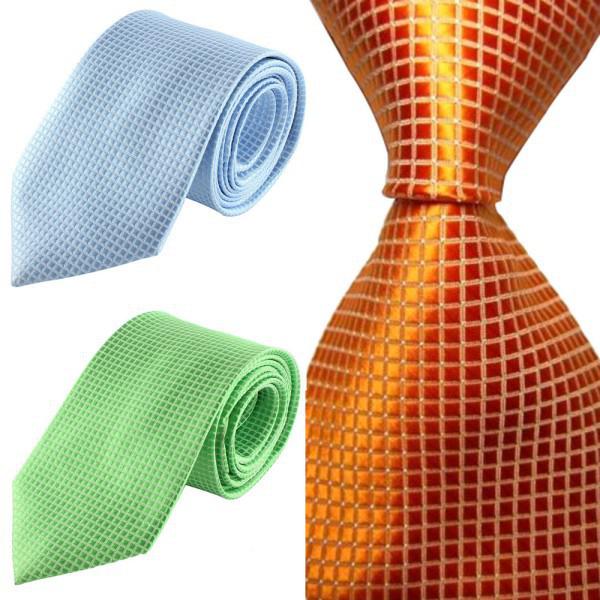 Hot! Casual Slim Mens Ties Small Plaid Skinny Neck Party Wedding Tie Silk Necktie