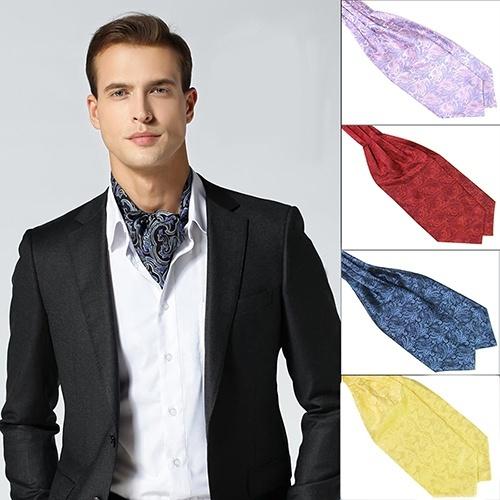 Men's Silky Satin Wedding Banquet Party Ascot Cravat Necktie Vintage Dot Paisley Print Floral Jacquard Self Tie