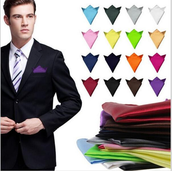 35 Color Fashion Chic Men's Formal Suits Plain Solid Satin Pocket Square Handkerchief Wedding Party Gentlemen Men Hanky