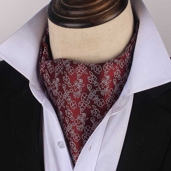 TIESET Man's Ascot Scarf Paisley Necktie Multicolor Retro Luxury Gentleman Polyester Floral Necktie For Wedding And Stage