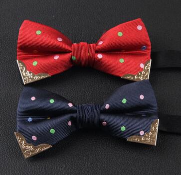 Hot Sale New Bow Tie Mens Polyester Adjustable bowtie Solid Mental Decorated Neckwear commercial