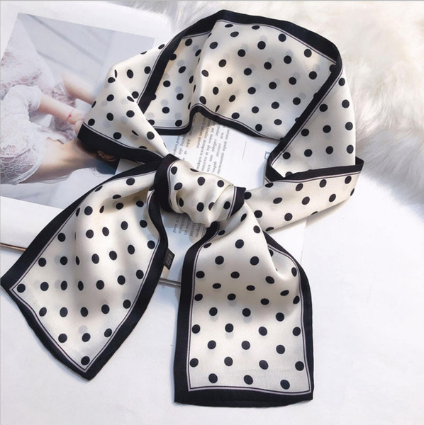 Women's thin section small scarf dot slender strip ladies professional literary temperament printing scarf scarf anti-silk