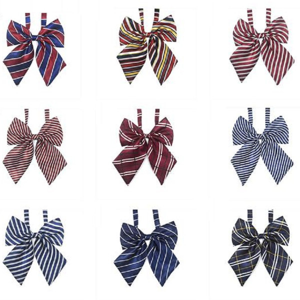 adjustable bow tie neck flower cravat neckwear dot striped adult women student girl evening party cosplay accessory 2pcs/lot