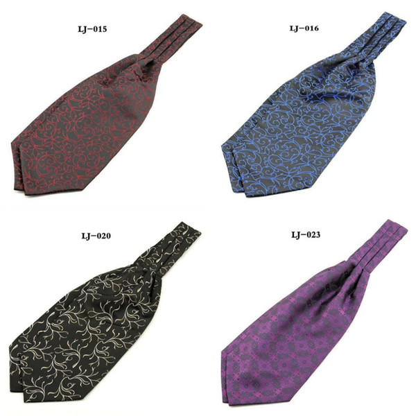 Ikepeibao Hot Ascot Tie Cravat Men Neck Tie Jacquard Woven Floral Self Wedding British Style Polyester Neck Tie