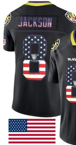 Men 8 Jersey 8 All Team player Embroidery and 100% stitched 2018 USA Flag Fashion Black Color Rush Limited American Football Jersey shirt