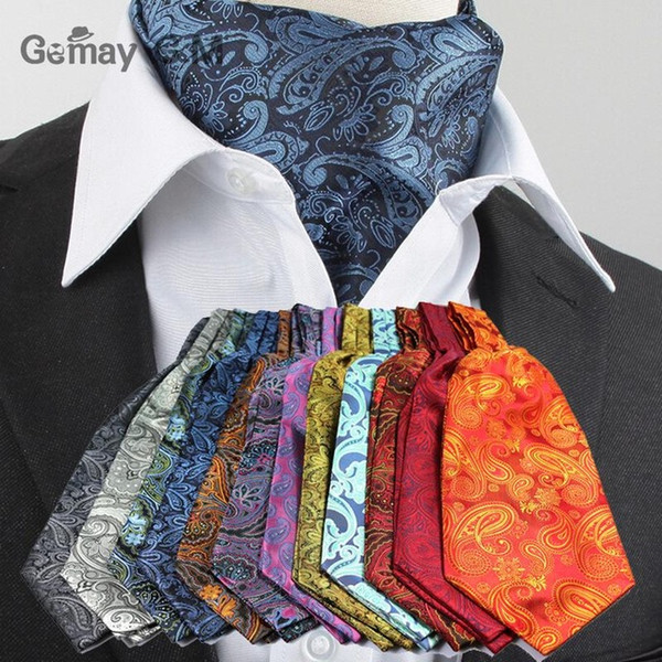 Luxury Men Vintage Polka Dot Wedding Formal Cravat Ascot Scrunch Self British style Gentleman Polyester Silk Scarves Neck Tie 22 colors