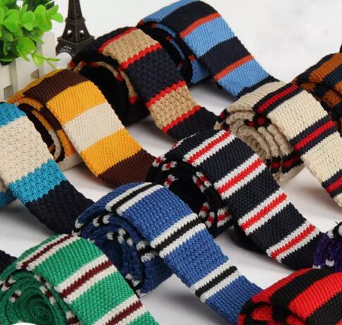 Men Knitting Neck Ties Knots tie Men's casual Solid kintted polyester Silk Narrow Design Flat-end Necktie Neck Ties 20 pcs free shipping