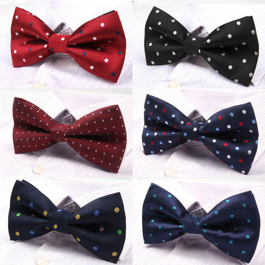 Wholesale-10 Colors Trendy Men's Bow Tie Polka Dot Bowties for Mens Commercial Wedding Bowknot Cravat Vestidos Gravata Borboleta