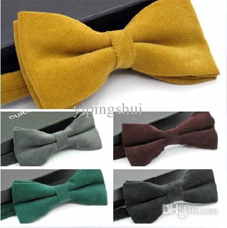 Wholesale-Retail Mens Bowtie Bow Ties Pre-tied Adjustable Solid Color Corduroy Bow Ties Men Accessories