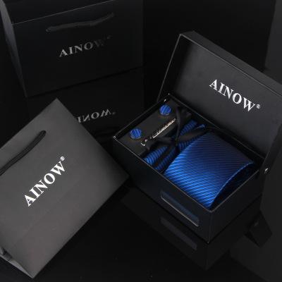 Wedding men's neck tie set with tie clip & cufflinks & kerchief 1 set per lot 40colors for choice packed by gift box/bag