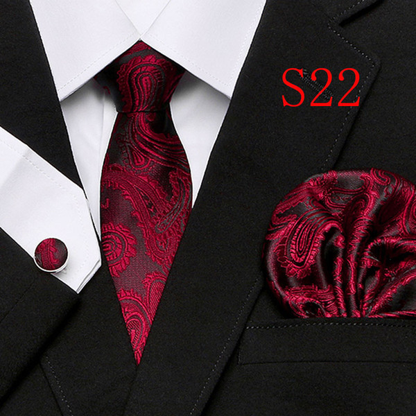 Polka Dots Style Series Silk Tie Set Wholesale Necktie Hanky Cufflinks Classic Silk Jacquard Woven Men's Tie Set 7.5cm Width Business T12-21