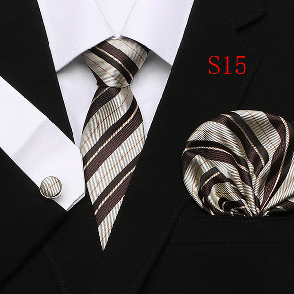 Polka Dots Style Series Silk Tie Set Wholesale Necktie Hanky Cufflinks Classic Silk Jacquard Woven Men's Tie Set 7.5cm Width Business T12-14