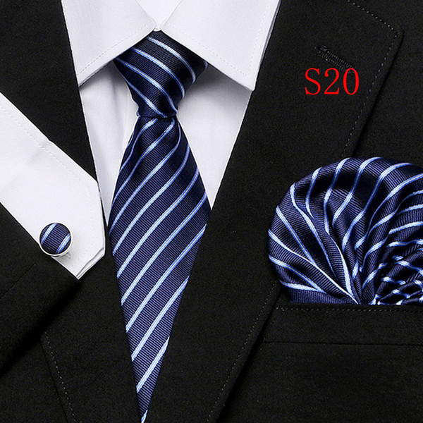 Polka Dots Style Series Silk Tie Set Wholesale Necktie Hanky Cufflinks Classic Silk Jacquard Woven Men's Tie Set 7.5cm Width Business T12-19