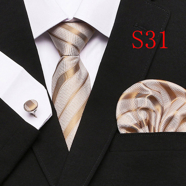 Polka Dots Style Series Silk Tie Set Wholesale Necktie Hanky Cufflinks Classic Silk Jacquard Woven Men's Tie Set 7.5cm Width Business T12-30