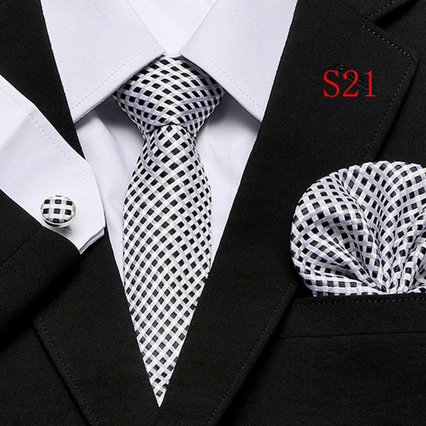 Polka Dots Style Series Silk Tie Set Wholesale Necktie Hanky Cufflinks Classic Silk Jacquard Woven Men's Tie Set 7.5cm Width Business T12-20