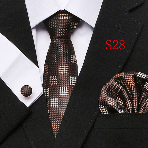 Polka Dots Style Series Silk Tie Set Wholesale Necktie Hanky Cufflinks Classic Silk Jacquard Woven Men's Tie Set 7.5cm Width Business T12-27