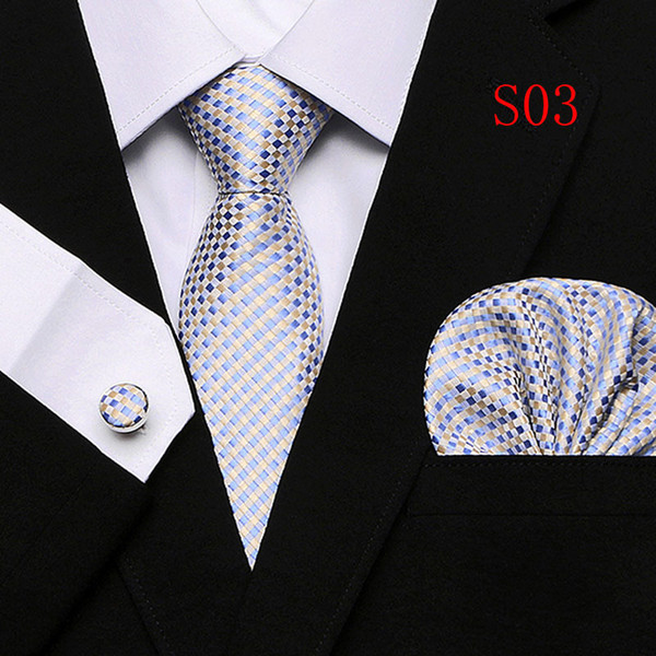 Polka Dots Style Series Silk Tie Set Wholesale Necktie Hanky Cufflinks Classic Silk Jacquard Woven Men's Tie Set 7.5cm Width Business T12-3