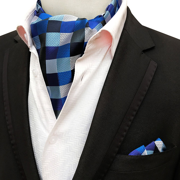 Fashion Casual Cravat Hanky Set Men Neck Tie Set Paisley Necktie Silk Tie Wedding Party Accessories (Cravat+Hanky)