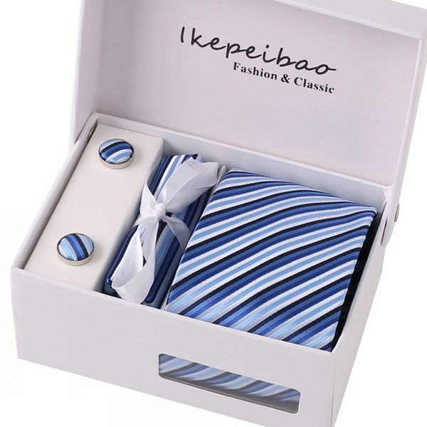 8.5CM Business tie men's tie set wedding polyester tie gift box flower branches