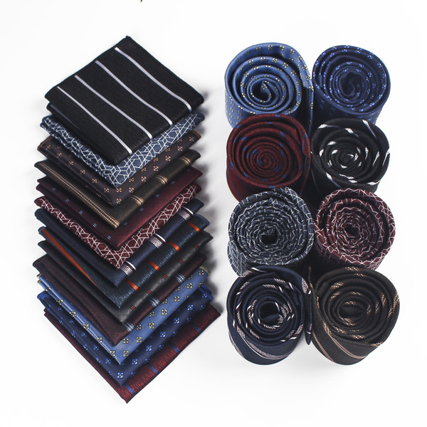 New Square Scarf and Tie Suit Manufacturer Direct Selling Colored Polyester Jacquard Tie Men