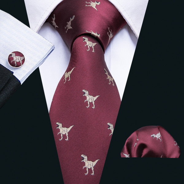 Hi-Tie New Design Novelty Necktie Set Red 8.5cm for Men Ties Designers Fashion Casual Tie N-5060